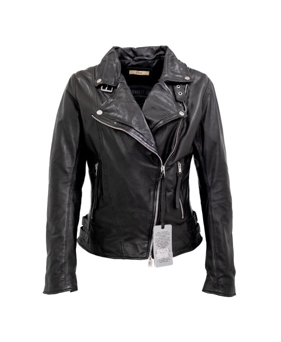 Damen Lederbikerjacke Lammnappa washed SCHWARZ FLEX 16001 01