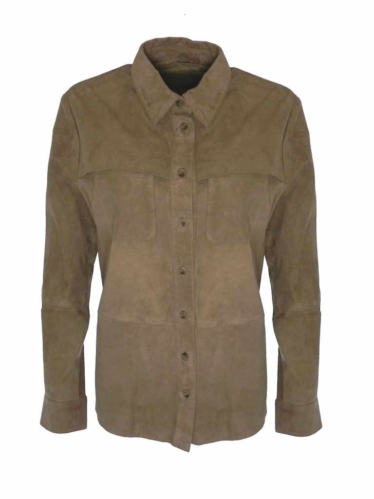 Damen Lederjacke SOFIA Ziegenvelours TAUPE