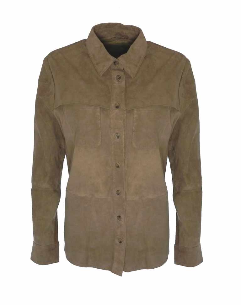 Damen Lederjacke SOFIA Ziegenvelours TAUPE