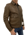 Herren Lederjacke TERENCE Plongenappa braun Vorderseite Model