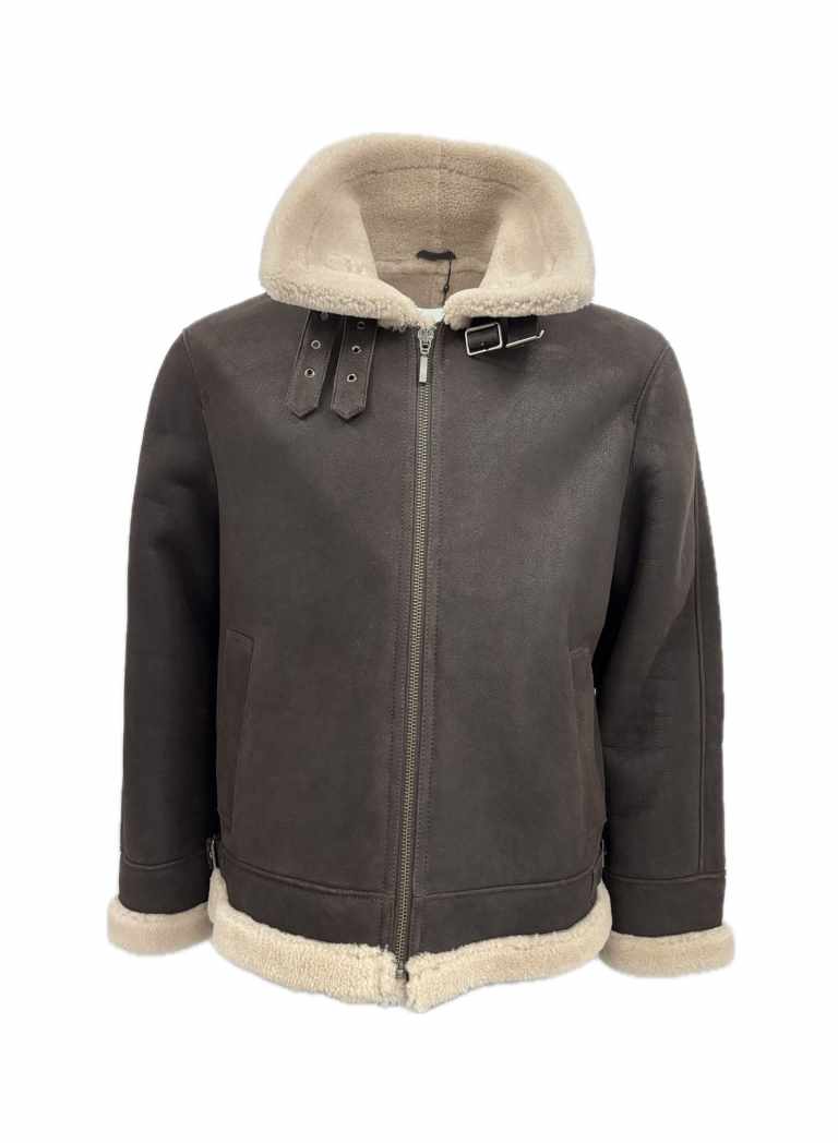 Herren Lammfelljacke FREDO Lammfell CURLY dunkelbraun 251121 01 - Lederbekleidungsversand