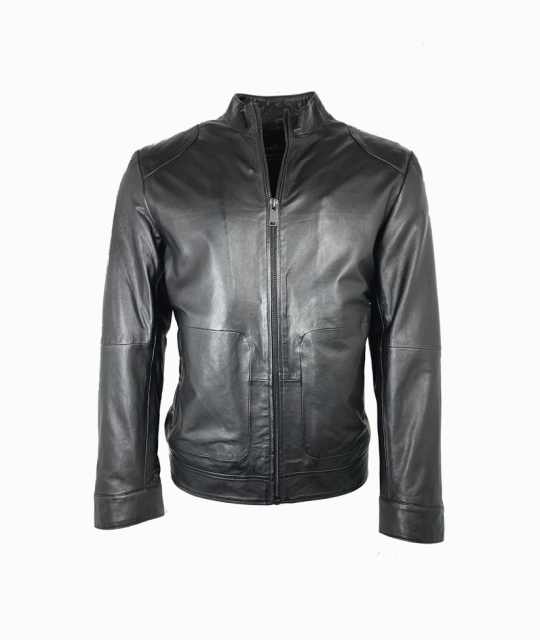 Herren Lederjacke kaufen - Modell LARS Lammnappa schwarz - Vorderansicht