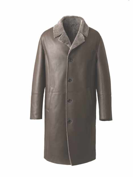 Herren Lammfellmantel Dunkelbraun M547 02