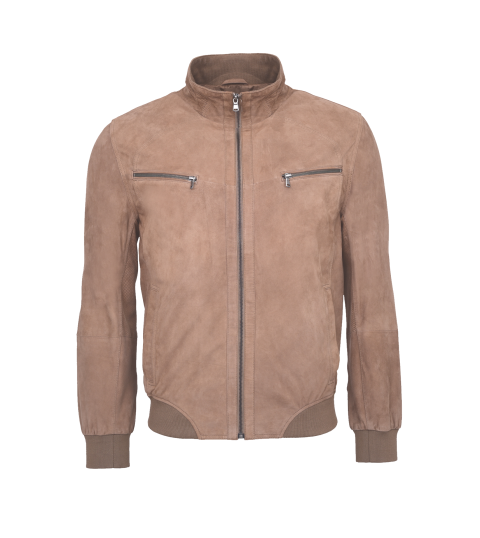 Herren Lederblouson Ziegenvelours TAUPE kaufen
