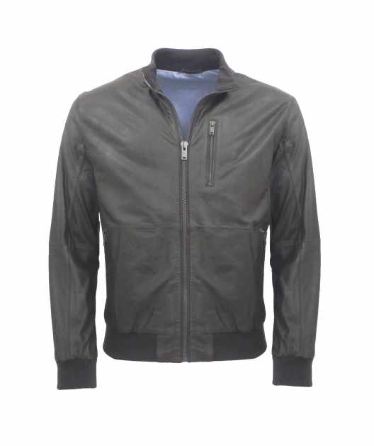 Herren Lederblouson NOAH Ziegennappalan DUNKELBRAUN Vorderseite