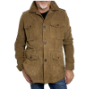 Herren Lederjacke SIMON Ziegenvelours SAND Vorderseite Model