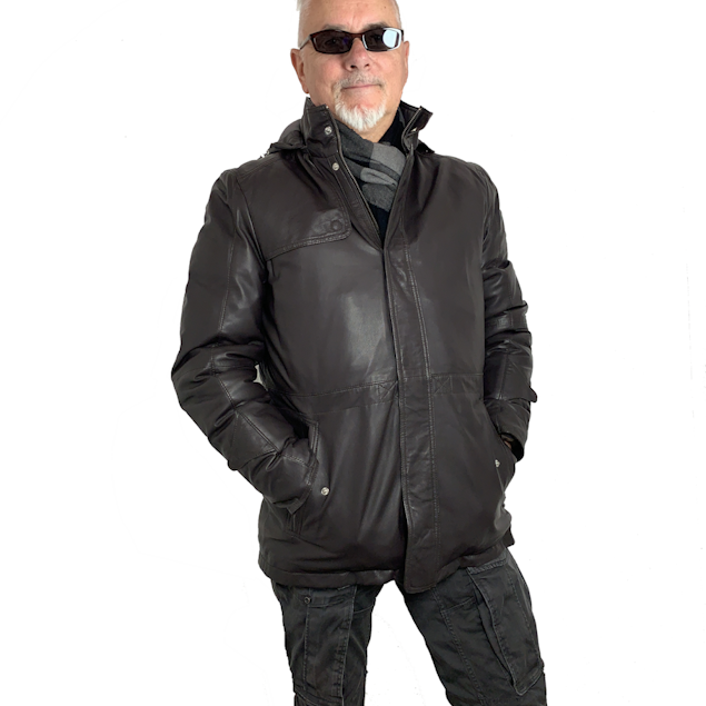 Lederparka JAMES Handschuhnappa dunkelbraun 240113 Model Jacke geschlossen
