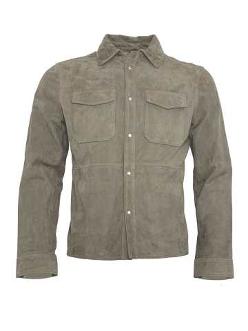 Herren Lederhemdjacke kaufen - Modell FINN Ziegenvelours OLIV 