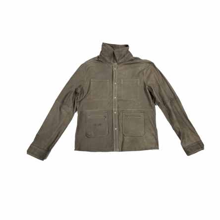 Herren Lederhemdjacke FINN Ziegenvelours OLIV Innenseie vorne liegend