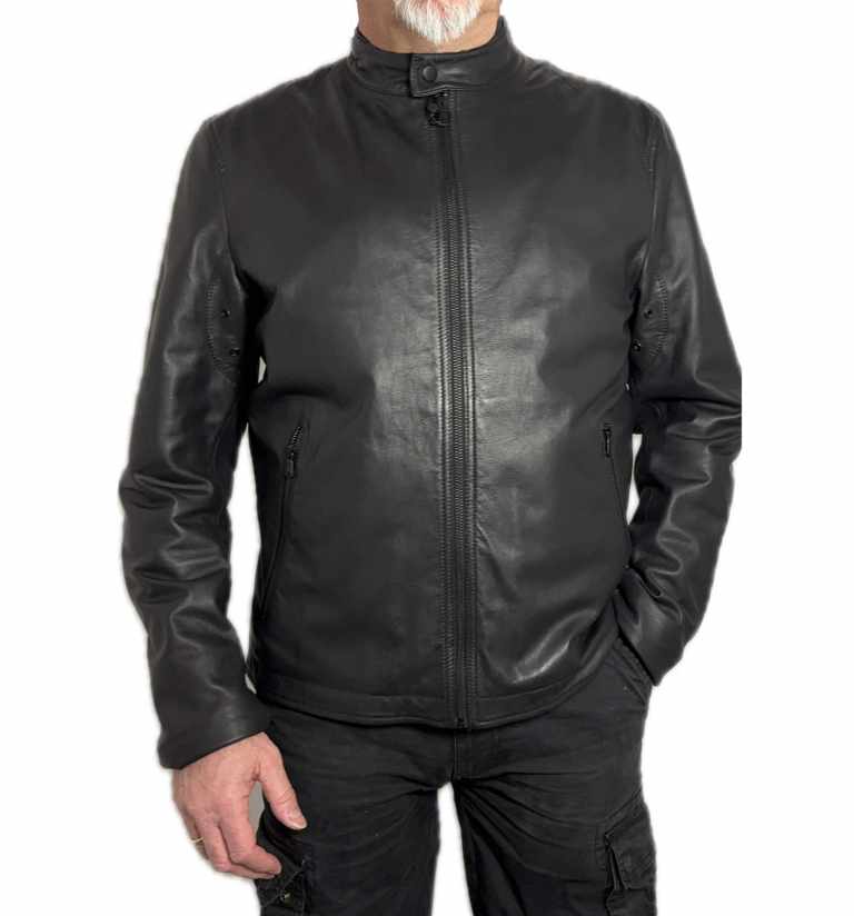 Herren Lederjacke LUKE Olivennappa MATT SCHWARZ 03