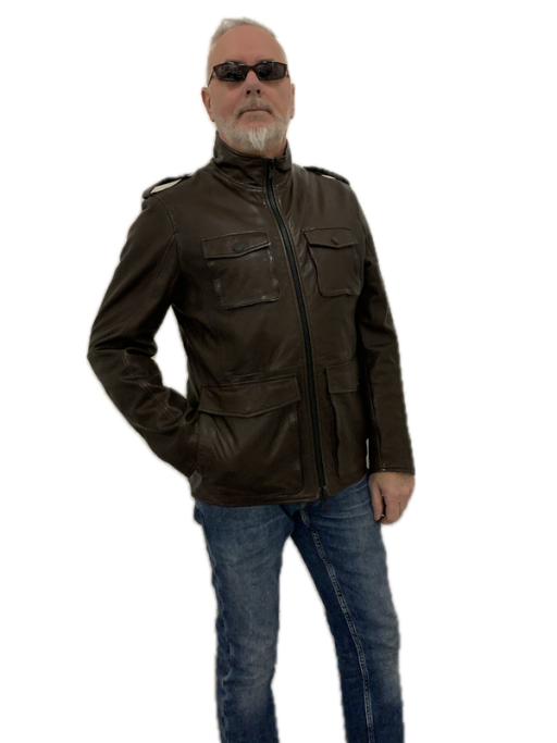 Herren Lederjacke DED Olivenleder dunkelbraun 10 - Lederbekleidungsversand
