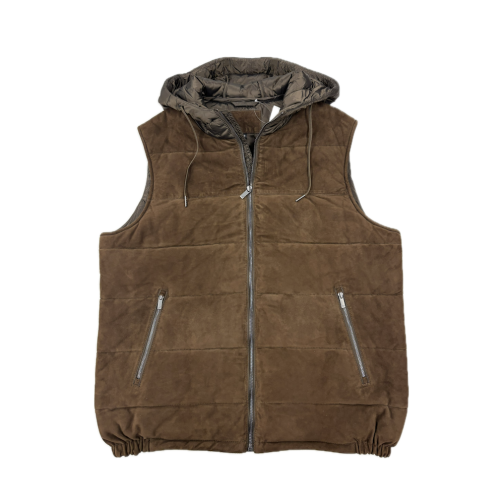 Herren Lederweste 7265899 ZIEGRENVELOURS DUNKELBRAUN - Vorderansicht